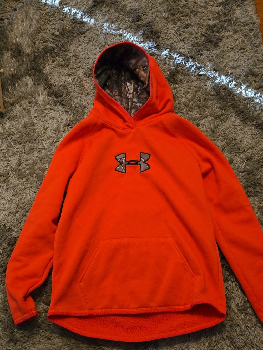 Under Armour Bright Pink Hoodie with Camo-Lined Hood